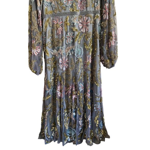 Gray Long Cuff Sleeve Embellished Midi
Dress 5423 Size 12 NWT - Picture 5 of 15